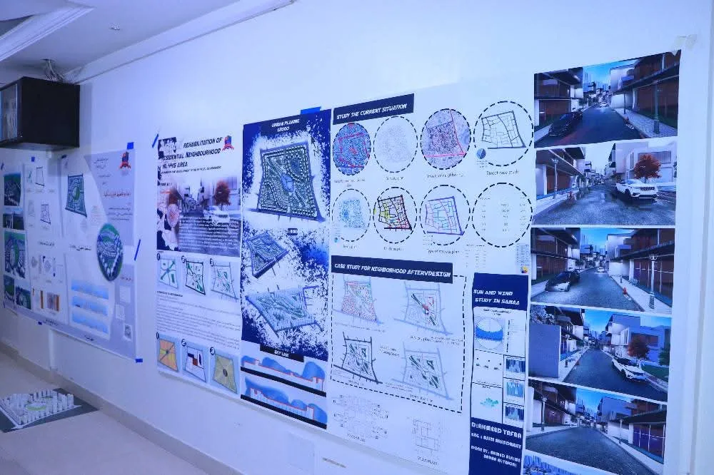 Discussing innovative scientific projects for architecture students in the urban planning course to re-plan neighborhood unit No. (445) in the capital, Sana’a.