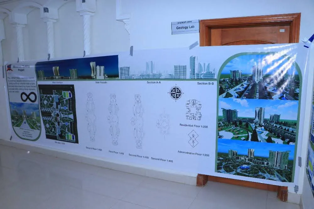 مناقشة مشاريع علمية لطلبة الهندسة المعمارية المستوى الثاني في مقرر تصميم معماري 3