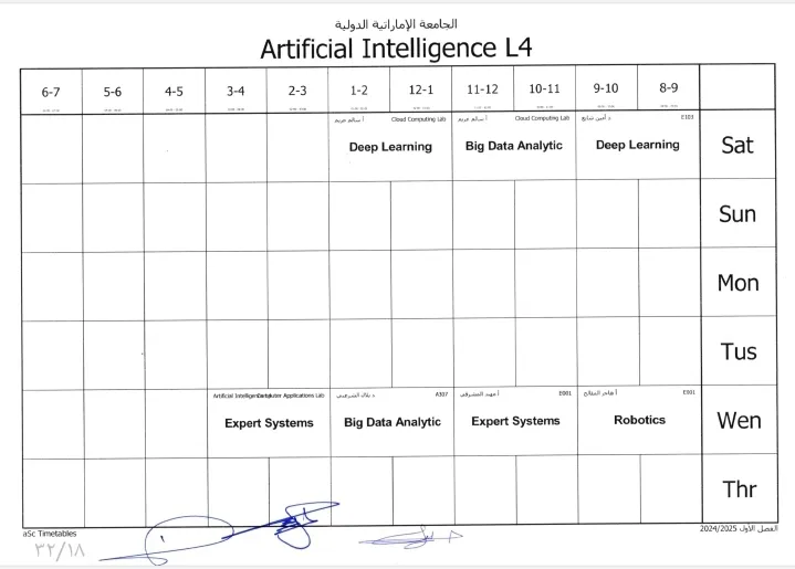 الجداول الدراسية للفصل الدراسي الأول من العام الجامعي 1447ه‍ كلية الهندسة
