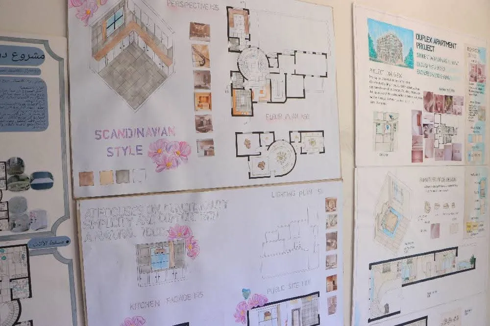 Interior design students showcase their creativity in a discussion of the projects in the "Interior Design 1" course.