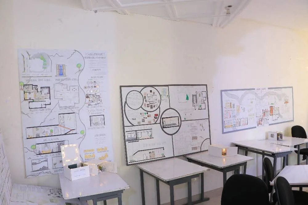 Interior design students showcase their creativity in a discussion of the projects in the "Interior Design 1" course.