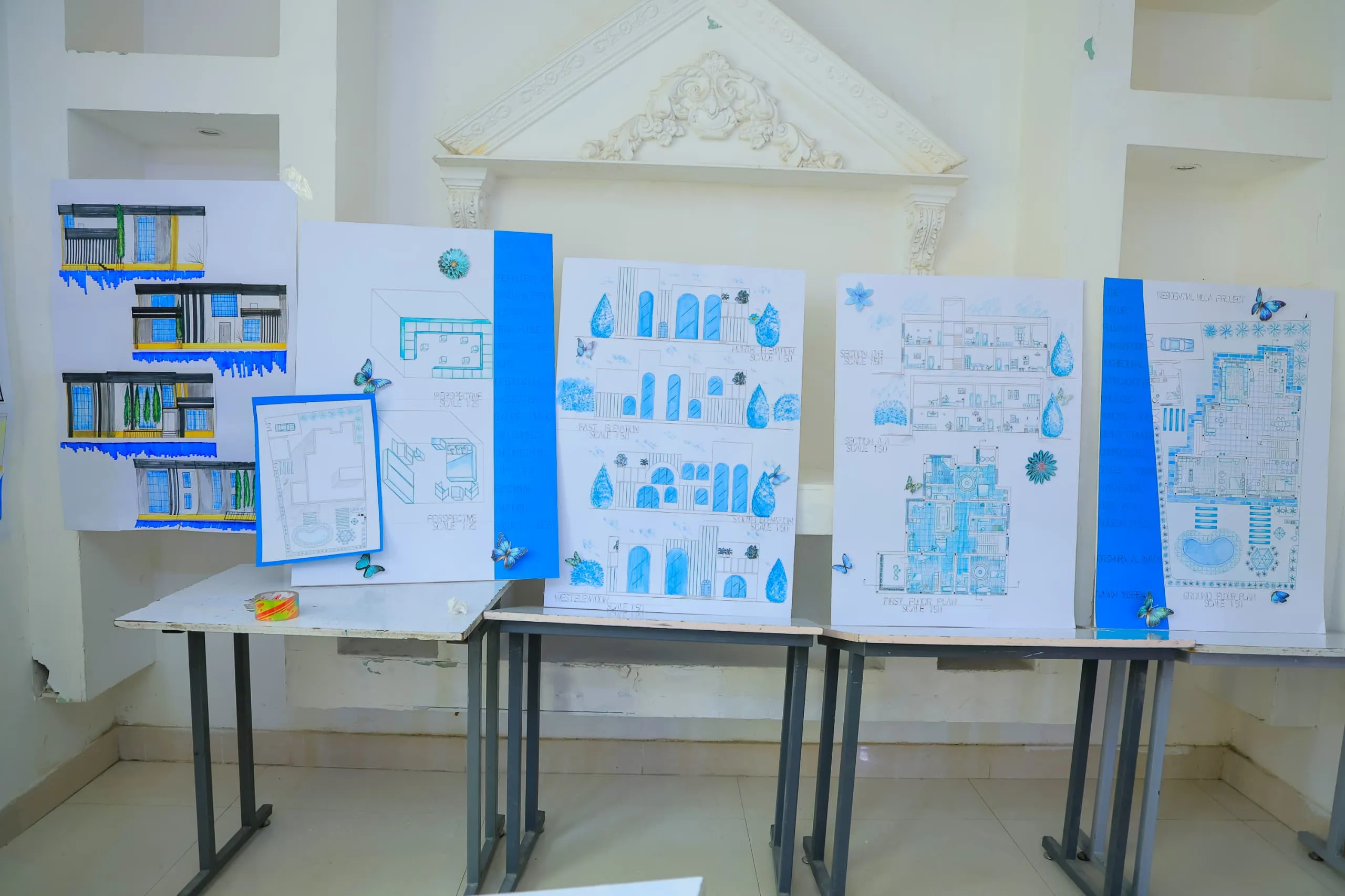 Promising innovations in the world of design: First-year students in the Interior Design Department present residential villa projects with an innovative, modern vision.