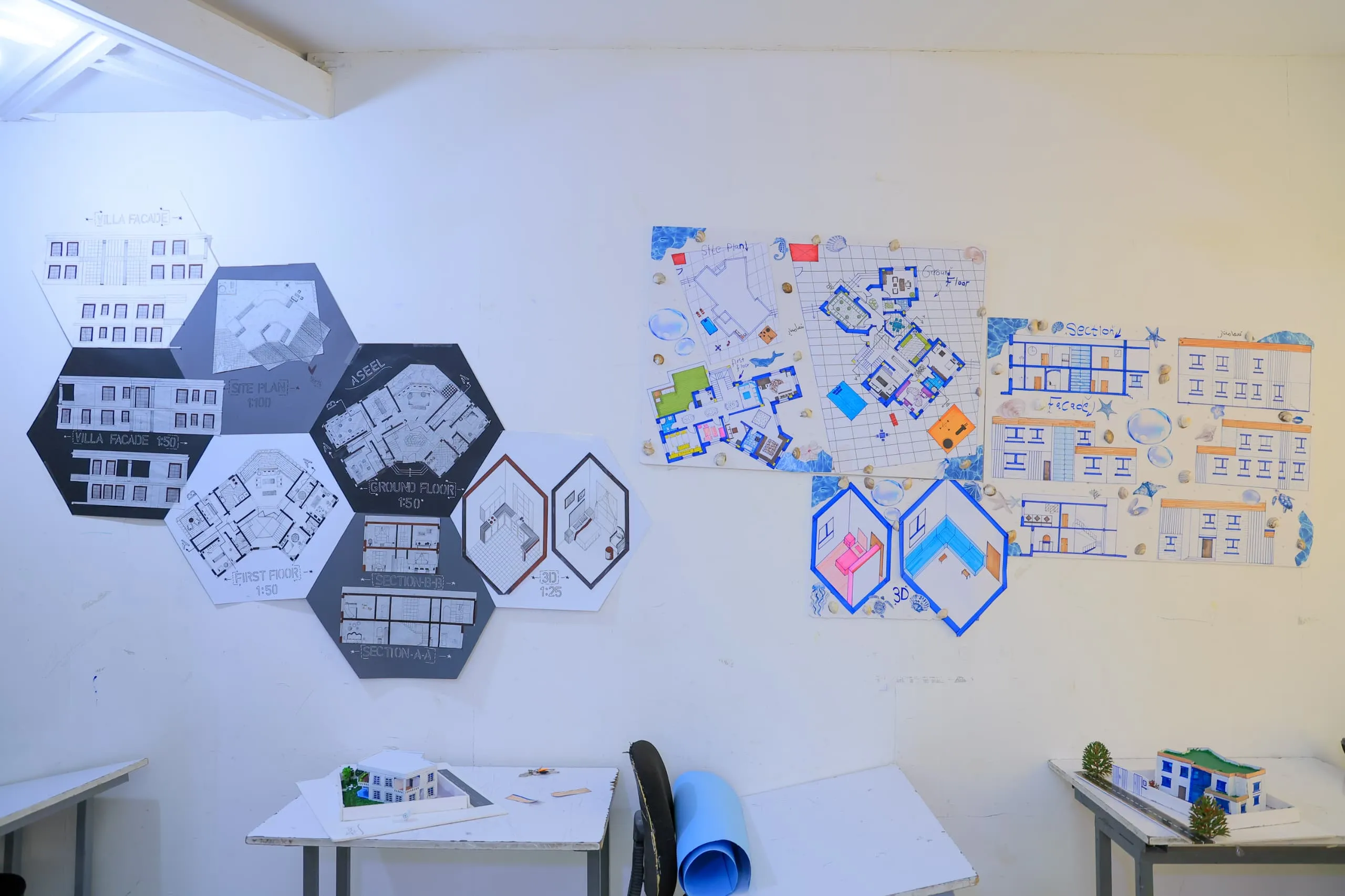 Promising innovations in the world of design: First-year students in the Interior Design Department present residential villa projects with an innovative, modern vision.