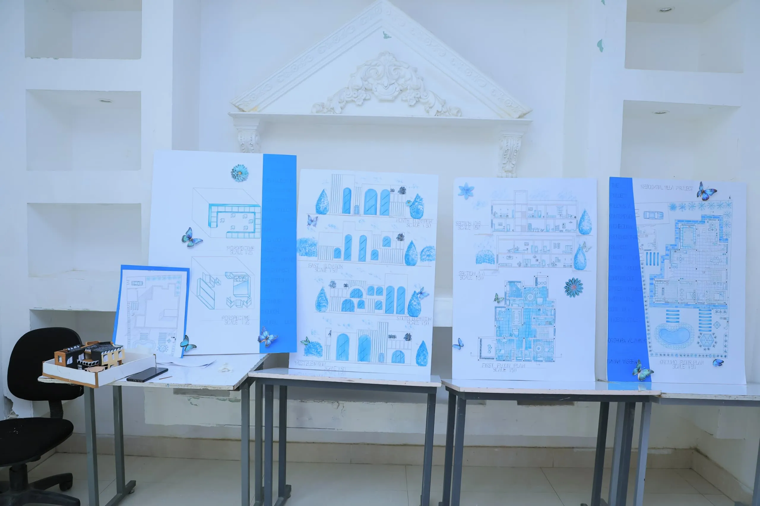 Promising innovations in the world of design: First-year students in the Interior Design Department present residential villa projects with an innovative, modern vision.