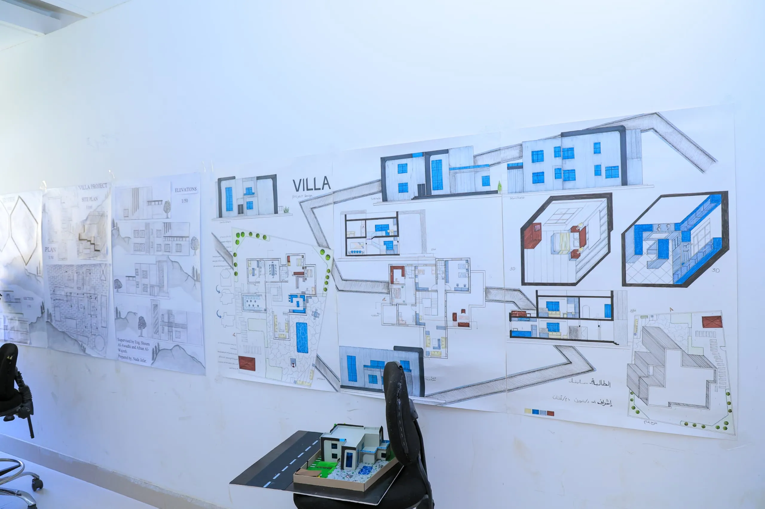 Promising innovations in the world of design: First-year students in the Interior Design Department present residential villa projects with an innovative, modern vision.