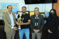 The university president receives the champion of the university and Yemeni universities in the second table tennis tournament