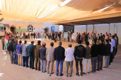 The EIU University organizes a rally titled "If you return, we will return... and we are ready for the next round" to affirm its steadfast position and support for Gaza and Palestine.